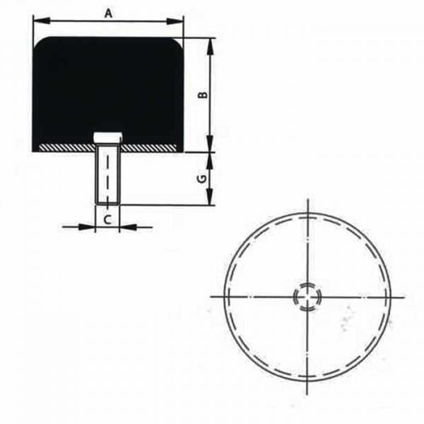 Topes progresivos cilíndricos redondeados con espiga tcr
