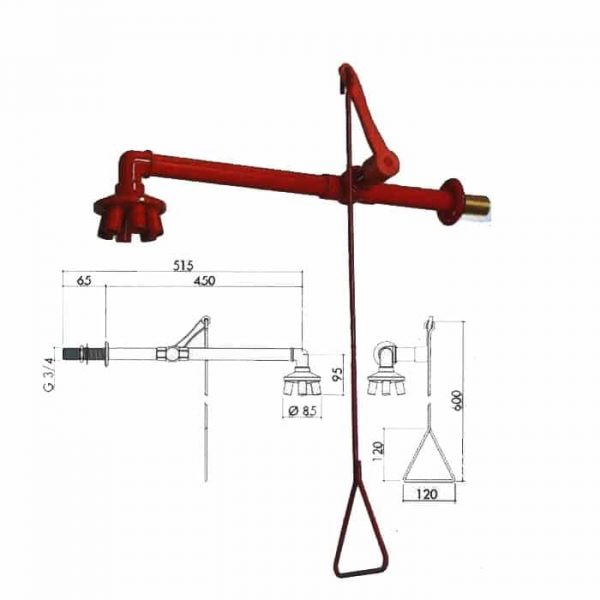 DUCHA DE SEGURIDAD DE PARED CON VALVULA