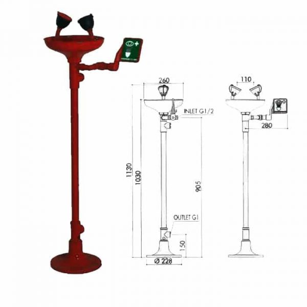 MONTAJE EN EL PISO LAVADO DE OJOS FUENTE